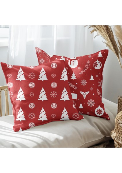 Yeni Yıla Özelyılbaşı Ağacı Tasarımlı 2'li Yastık Içi ve Kırlent Kılıfı 45CM 113592