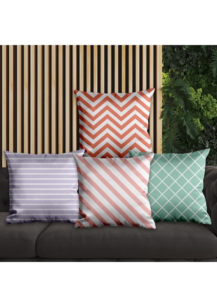 Çizgisel Tasarımlı 4'lü Yastık Içi ve Kırlent Kılıfı 45CM 113788