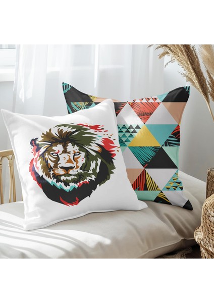 Aslan Tasarımlı 2'li Yastık Içi ve Kırlent Kılıfı 45CM 113528