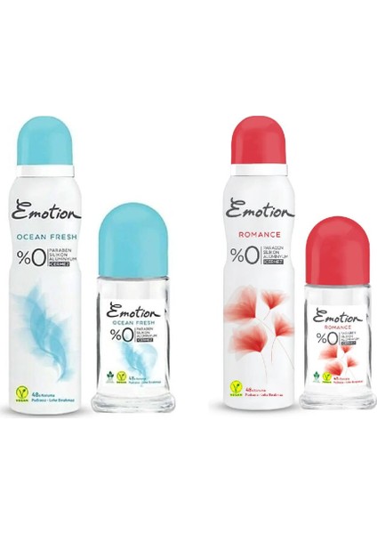Ocean Fresh Deodorant 150 ml + Roll-On 50 ml + Romance Deodorant 150 ml + Roll On