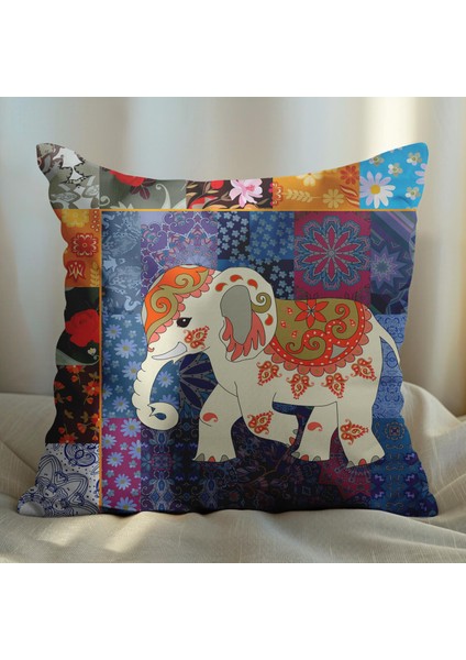 Geleneksel Uğurlu Fil Tasarımlı 2'li Yastık Içi ve Kırlent Kılıfı 45CM 113584 fiyatları