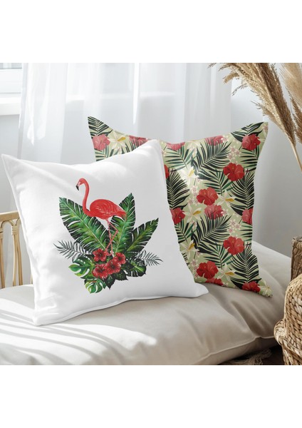 Flamingo Tasarımlı 2'li Yastık Içi ve Kırlent Kılıfı 45CM 113476