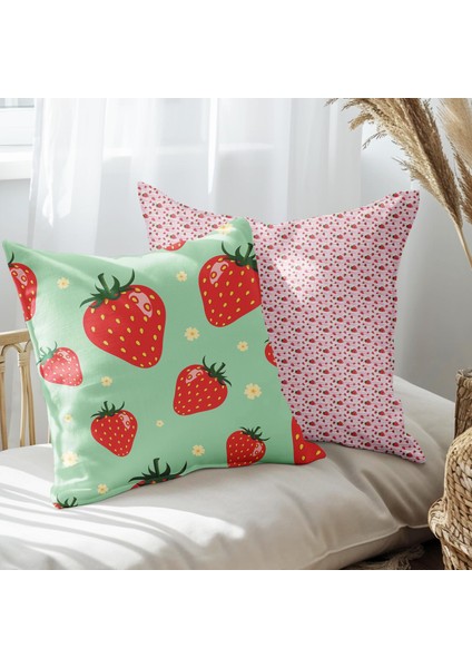 Çilek Tasarımlı 2'li Yastık Içi ve Kırlent Kılıfı 45CM 113534