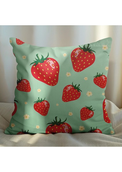 Çilek Tasarımlı 2'li Yastık Içi ve Kırlent Kılıfı 45CM 113534