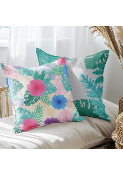 Çiçek Tasarımlı 2'li Yastık Içi ve Kırlent Kılıfı 45CM 113425