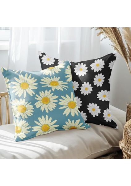 Papatya Tasarımlı 2'li Yastık Içi ve Kırlent Kılıfı 45CM 113470