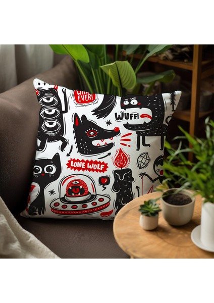 Graffiti Tasarımlı 4'lü Yastık Içi ve Kırlent Kılıfı 45CM 113841 fırsatları