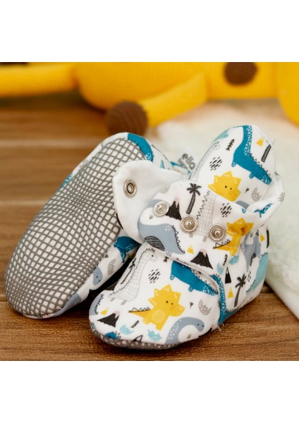 Organik Pamuk Bebek Pandufu, Kaydırmaz Taban, Yenidoğan Patiği, Ev Kreş Ayakkabısı, Dinozor fiyatları