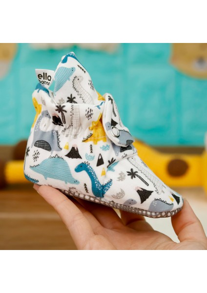 Organik Pamuk Bebek Pandufu, Kaydırmaz Taban, Yenidoğan Patiği, Ev Kreş Ayakkabısı, Dinozor fırsatları