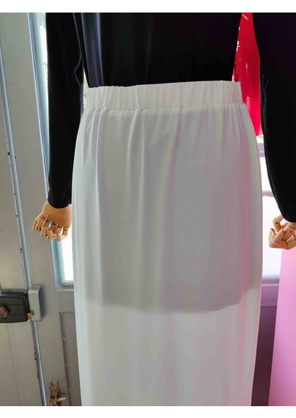 Beya Renk Likra Kumaş Beli Lastikli Etek fiyatları