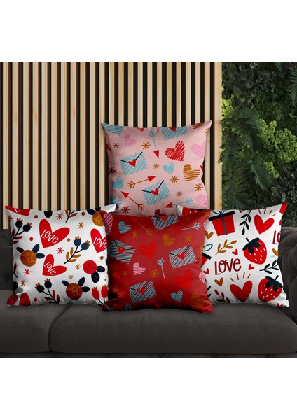 Kalp Tasarımlı 4'lü Yastık Içi ve Kırlent Kılıfı 45CM 113685
