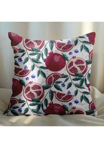 Nar ve Çiçek Tasarımlı 2'li Yastık Içi ve Kırlent Kılıfı 45CM 113478