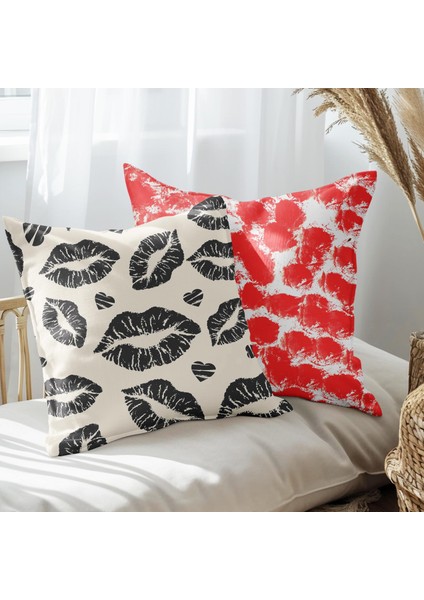 Öpücük Tasarımlı 2'li Yastık Içi ve Kırlent Kılıfı 45CM 113582
