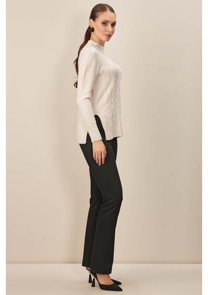 Bisiklet Yaka Ekru Triko Kazak fiyatları