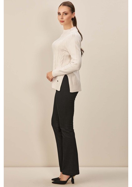 Bisiklet Yaka Ekru Triko Kazak fırsatları