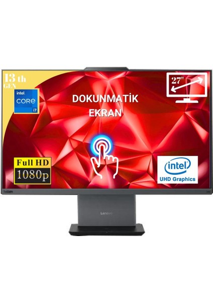 Thinkcentre Neo 50A I7 13620H 32GB 2tb M.2 SSD 12SA0013TR ATL11 27" Dokunmatik Ekran Fdos All In One Bilgisayar