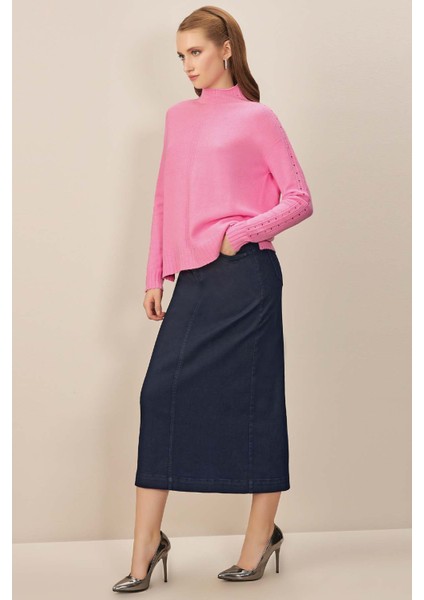 Düşük Kol Pembe Triko Kazak fiyatları