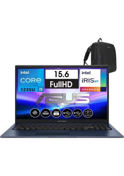 vivobook 15 X1504ZA Intel I5-1235U 24GB 256GB SSD Intel Iris Xᵉ Graphics 15.6" Fhd Freedos Taşınabilir bilgisayar NJ18011+ZETTAÇANTA