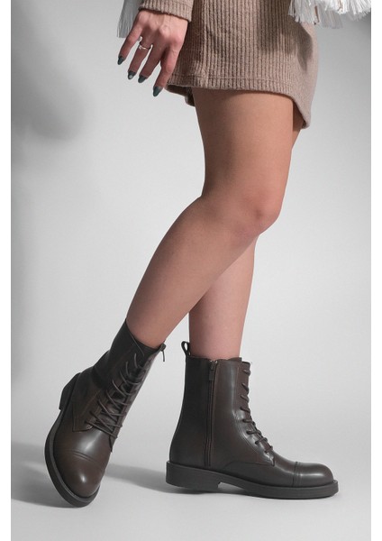 Kadın Bağcıklı Yandan Fermuarlı Günlük Postal Bot Sirus Kahve fırsatları