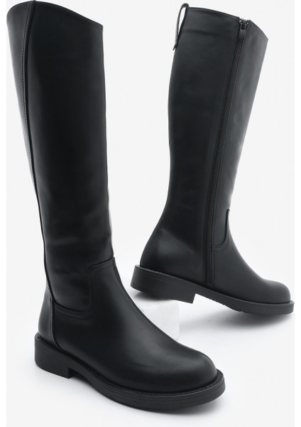Kadın Yandan Fermuarlı Günlük Çizme Sirante Siyah