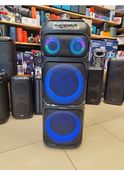 Hepu Hp 970 Taşınabilir Şarjlı Bluetooth Parti Hoparlörü 100W Rms 12 Inc *2 Subw Süper Bass