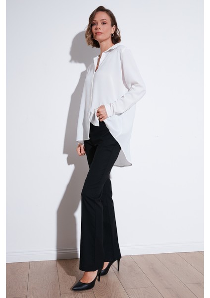 Rahat Kesim Arkası Uzun Gömlek Bayan Gömlek 6118728W4 fiyatları