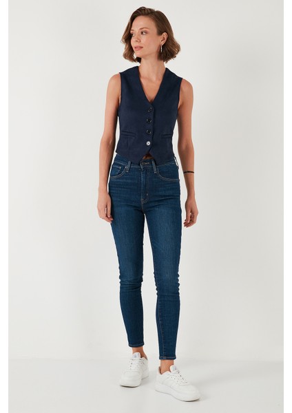 Fitted Scuba Süet V Yaka Düğmeli Yelek Kadın Yelek 5865576 fırsatları