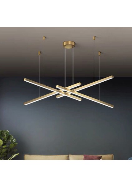 Gold Eskitme 4*100CM Sarkıt LED Avize, 3 Işık, Kumandalı, Modern Sarkıt, LED Lamba, Dekoratif Avize