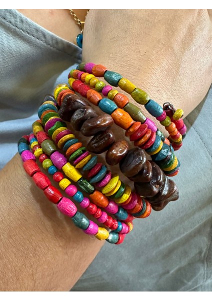 Bambu Boncuklu Renkli Etnik Otantik Dolama Kadın Bileklik fiyatları