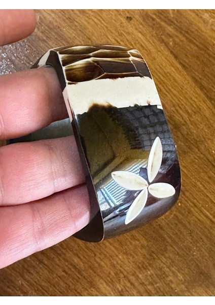 Oyma Kemik Kadın Hint Bileziği Çap 7 cm