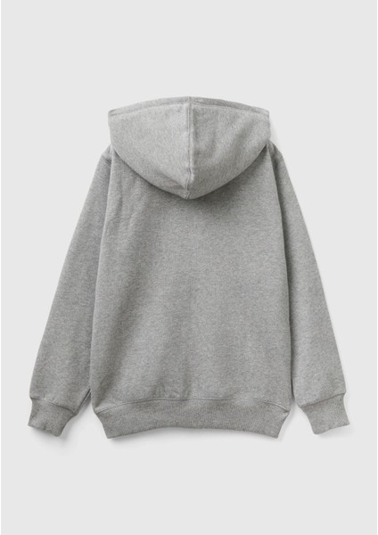Erkek Çocuk Antrasit Melanj Benetton Logolu Içi Peluşlu Sweatshirt fiyatları