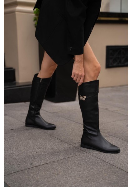 Siyah Kadın Kemerli Uzun Deri Çizme fırsatları