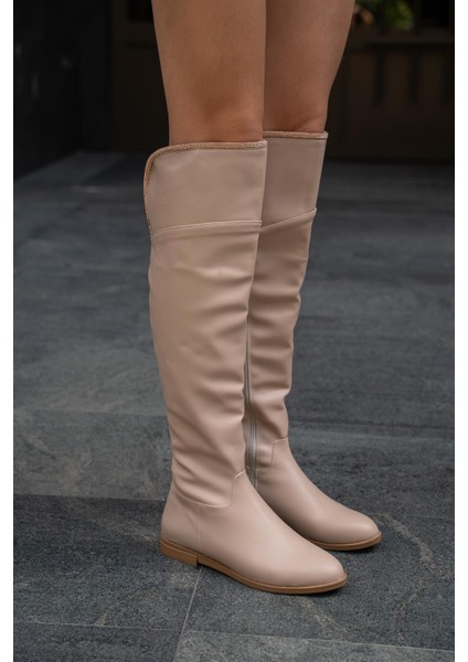 Vizon Kadın Taş Detaylı Uzun Deri Kadın Çizme 3 cm Topuklu modelleri