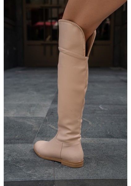 Vizon Kadın Taş Detaylı Uzun Deri Kadın Çizme 3 cm Topuklu indirimleri