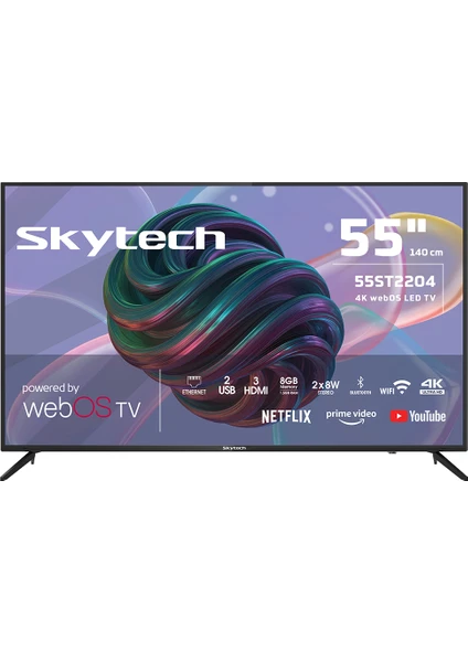 55ST2204 55" 139 Ekran Dahili Uydu Alıcılı 4K Ultra HD Smart LED TV