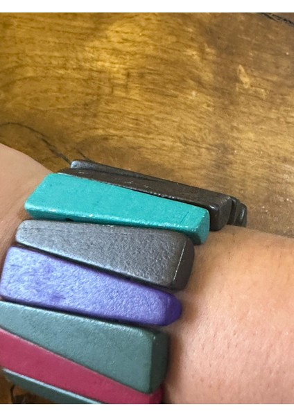 Bambu Ahşap Tasarım Lastikli Unisex Bileklik modelleri