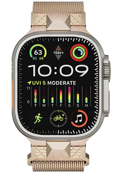 Watch Ultra 49MM KRD- 107 Metal Hasır Kordon - Starlight