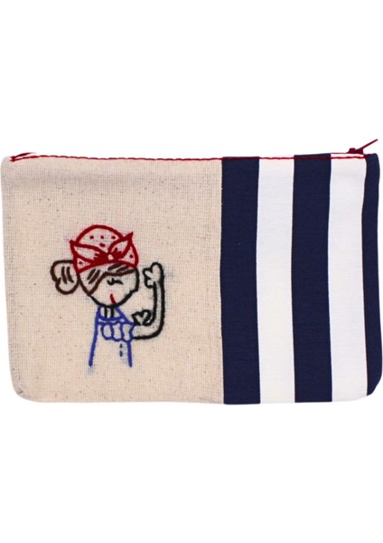 Lacivert Kadın Gücü Makyaj Çantası