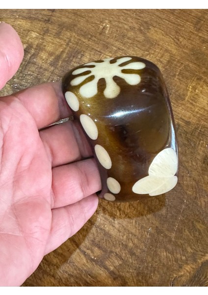 Çiçek Desenli Kadın Kemik Hint Bileziği Çap 7 cm