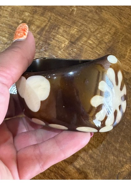 Çiçek Desenli Kadın Kemik Hint Bileziği Çap 7 cm modelleri