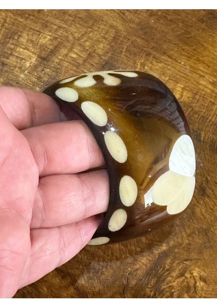 Çiçek Desenli Kadın Kemik Hint Bileziği Çap 7 cm fırsatları