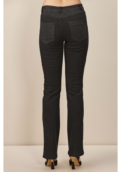 Geniş Paça Siyah Jean Pantolon