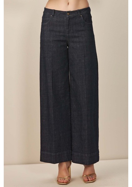 Geniş Paça Lacivert Jean Pantolon fırsatları