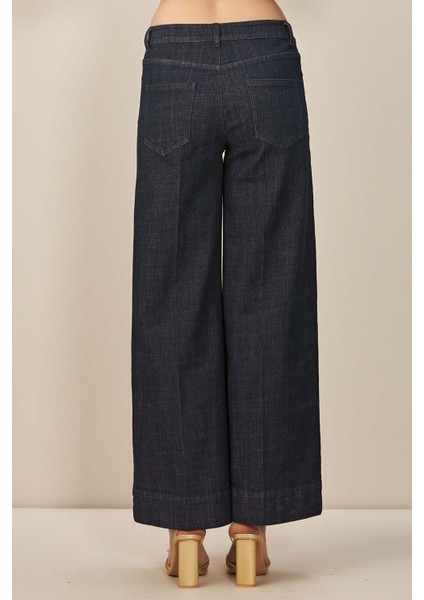 Geniş Paça Lacivert Jean Pantolon indirimleri