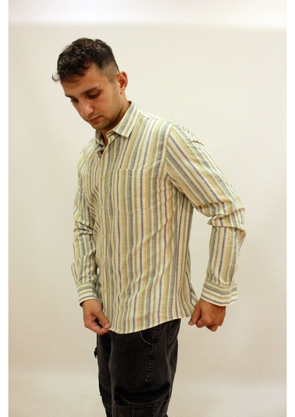 Caz 2048 Uzun Kol Tek Cep Çizgili Kanvas Erkek Gömlek fiyatları