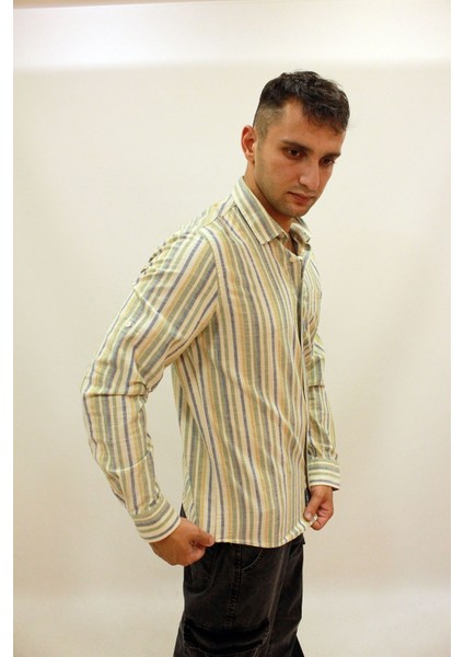 Caz 2048 Uzun Kol Tek Cep Çizgili Kanvas Erkek Gömlek modelleri