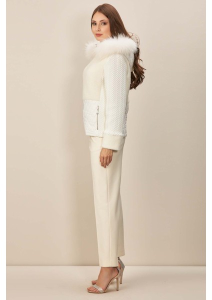 Kapüşonlu Ekru Dokuma Mont fiyatları