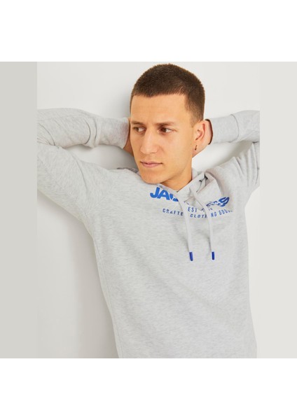 Jack & Jones Erkek Kapüsonlu Gögüs Logo Baskili Sweatshirt - Alvis