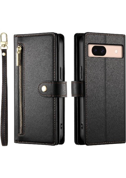 Google Piksel 8A Için Flip Case Crossbody Kayış Cüzdan Çok Fonksiyonlu (Yurt Dışından)