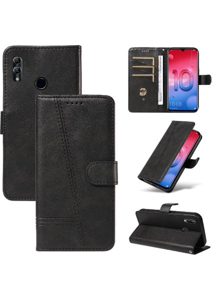 Onur 10 Lite Için Filp Durumda Kredi Kartı Yuvası Siyah ile Preslenmiş Pu Deri (Yurt Dışından)